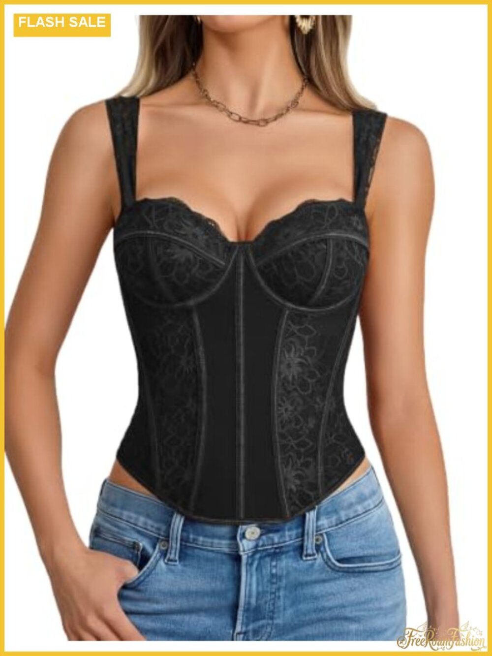 Avidlove Lace Bustier Corset Top Underwire Push Up V Neck Slim Fit